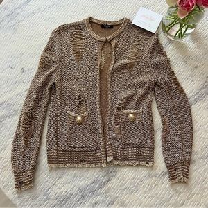 Authentic Balmain Distressed Sequin Embellished Cardigan